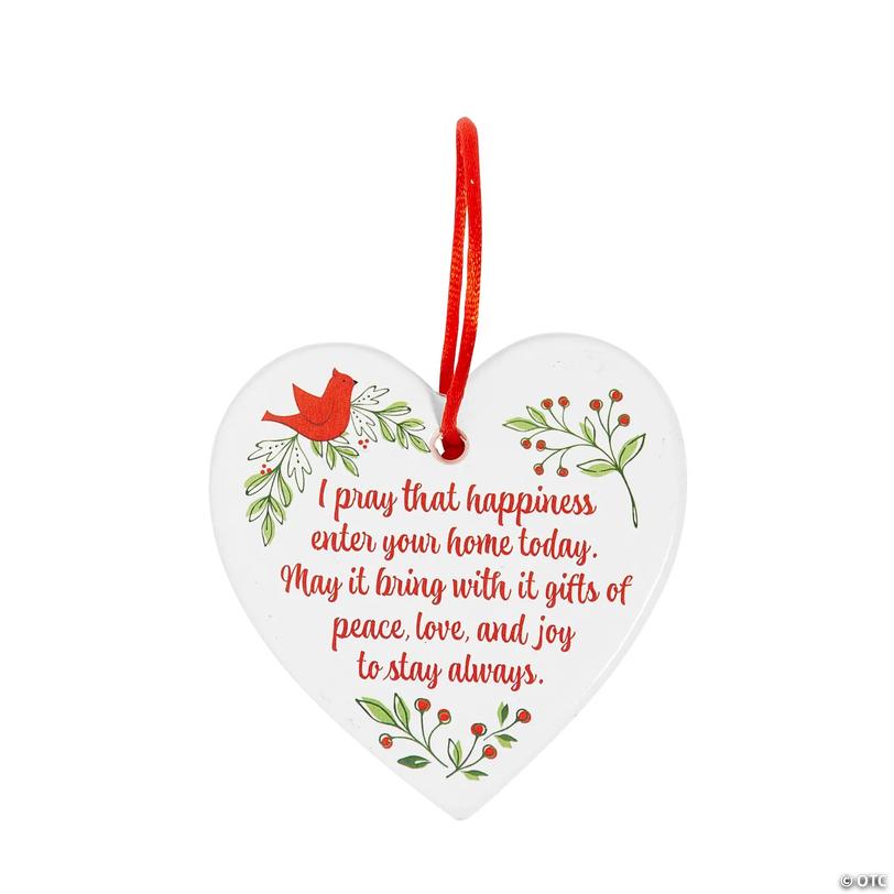Happiness Prayer Ceramic Christmas Ornaments - 12 pc Image