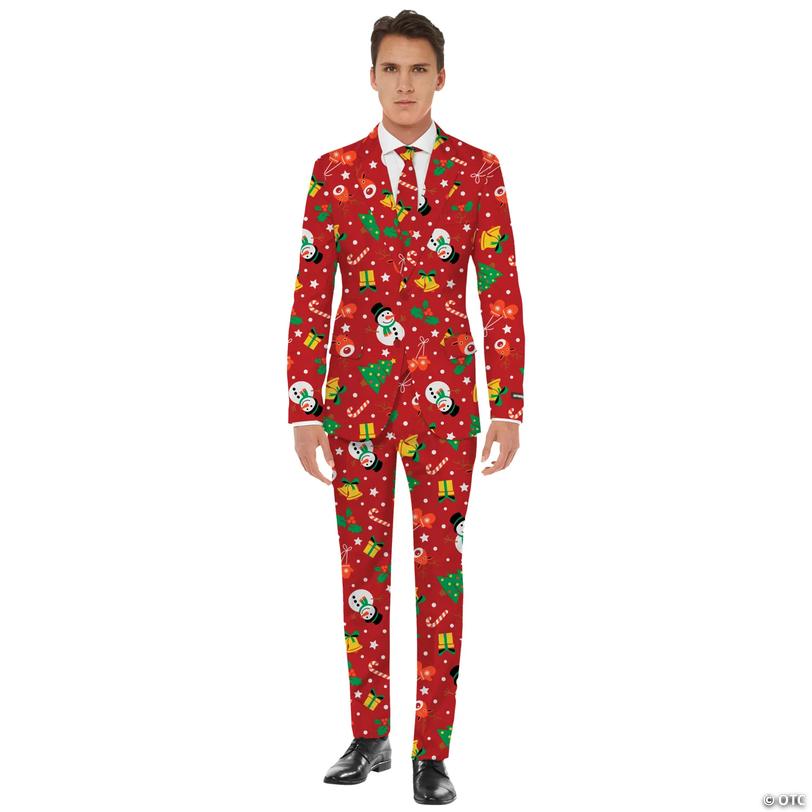 Men's Red Christmas Icons Suit Image