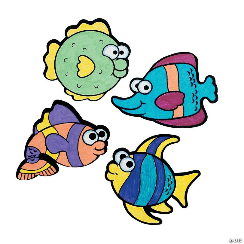 3 1/4" &amp;#8211; 4 1/2" Color Your Own Fuzzy Fish Magnets &amp;#8211; 12 Pc. Image