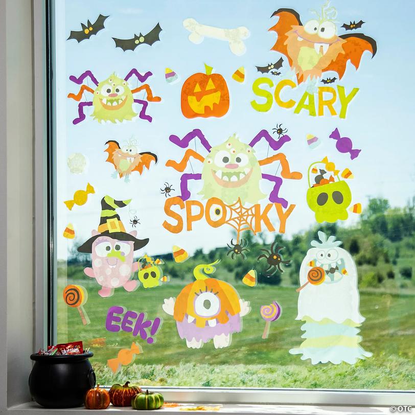 Halloween Monster Mayhem Plastic Window Clings - 35 pc Image