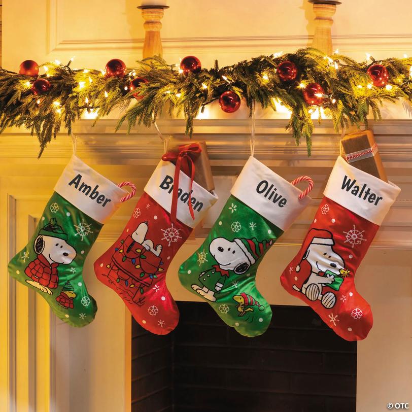 Peanuts® Personalized Snoopy & Woodstock Christmas Stockings - 4 pc ...