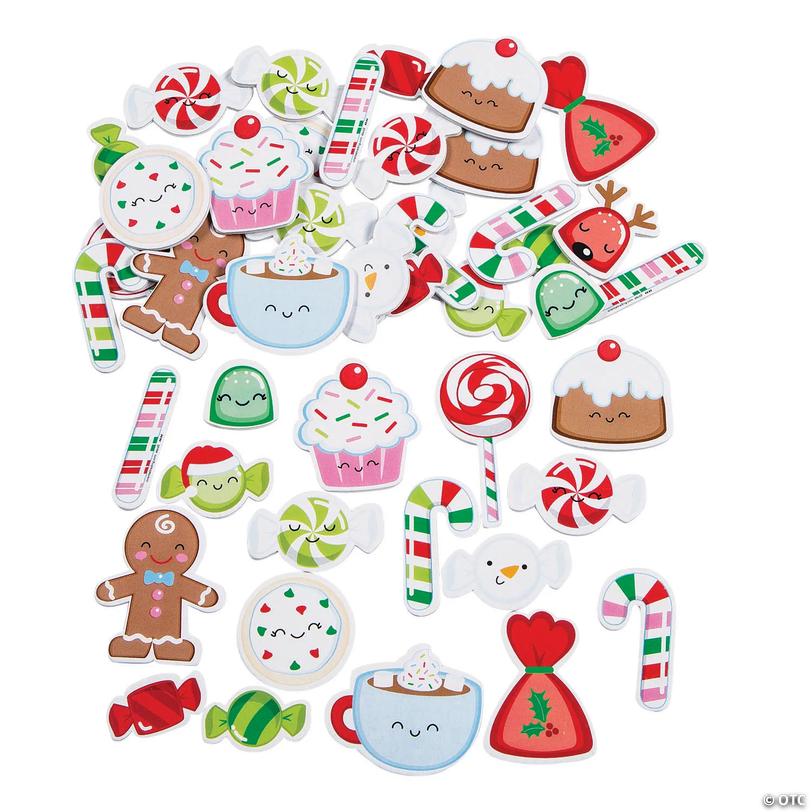 Bulk Christmas Candy Self-Adhesive Craft Shapes - 72 pc Image