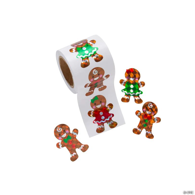 Gingerbread Character Prism Sticker Roll - 100 pc Image