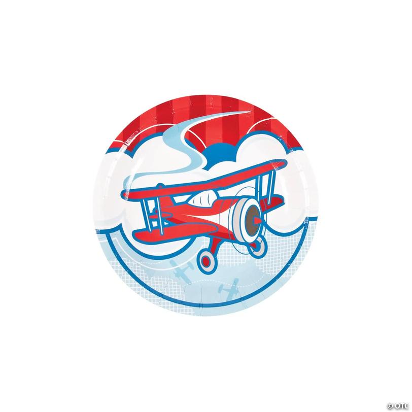 Up &amp; Away Airplane Paper Dessert Plates - 8 Ct. Image