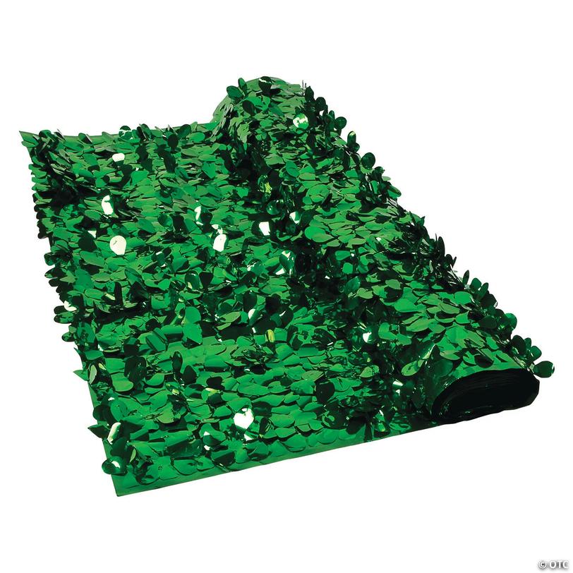 3 Ft. x 15 Ft. Green Vinyl Metallic Floral Sheeting Backdrop Decoration Image