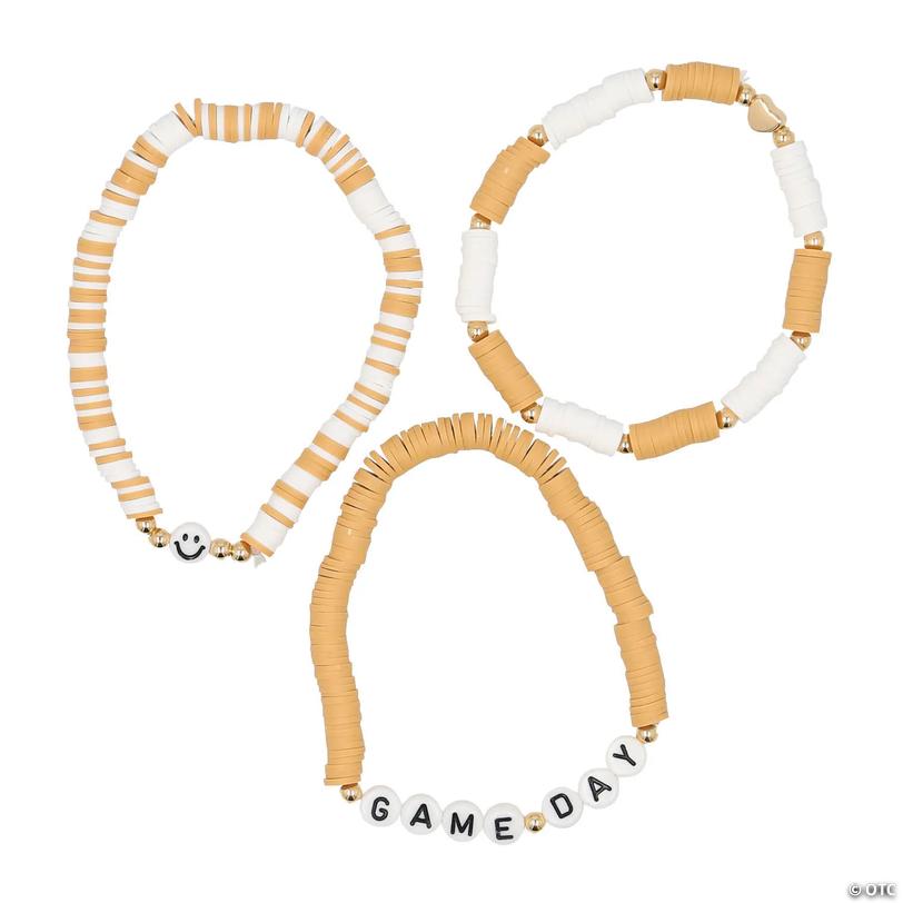 2 1/4" diam. Gold Game Day Spirit Beaded Bracelets - 12 Pc. Image