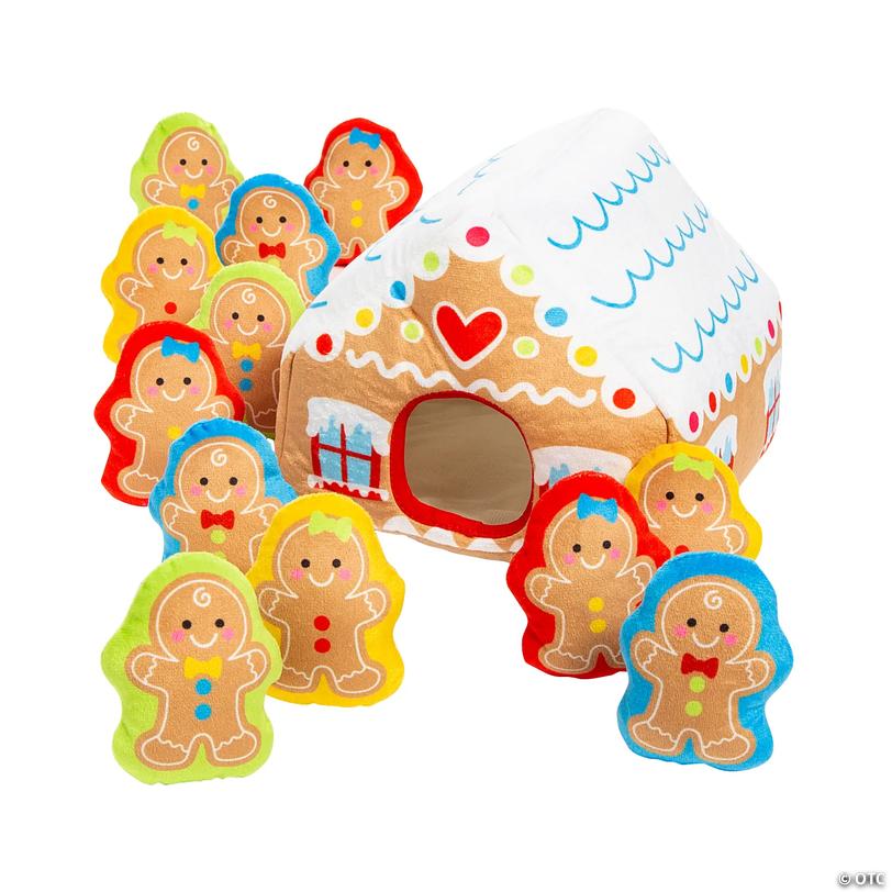 Gingerbread House with Stuffed Peekaboo Figures - 13 pc Image