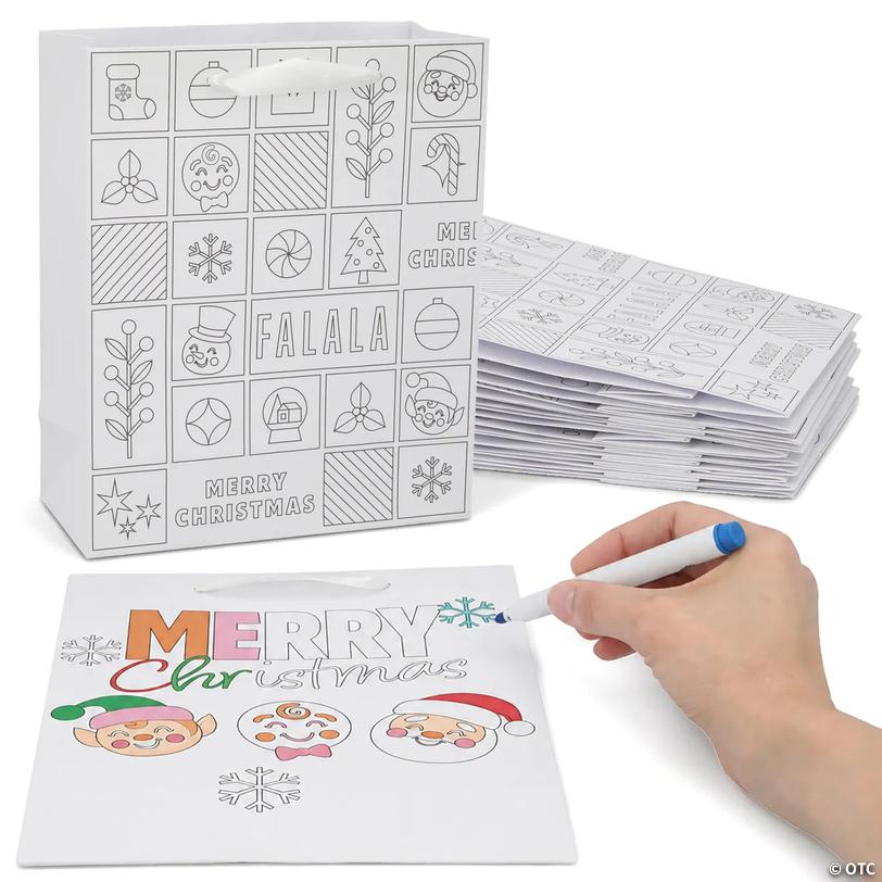 Sugar Rush Color Your Own Medium Christmas Gift Bags - 10 pc Image