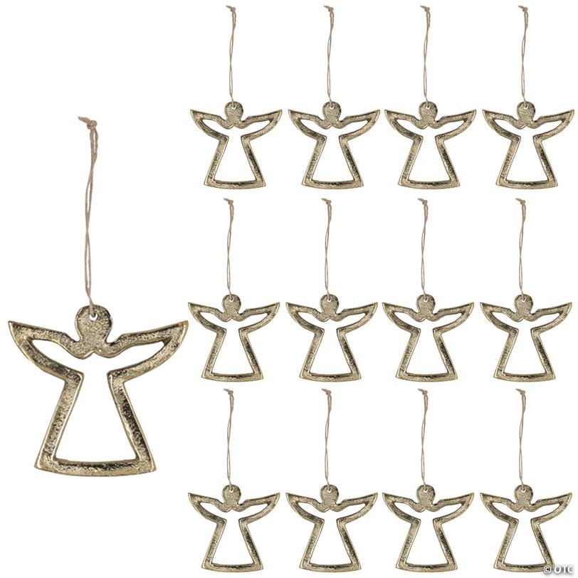 Religious Gold Angel-Shaped Metal Ornaments - 12 pc Image