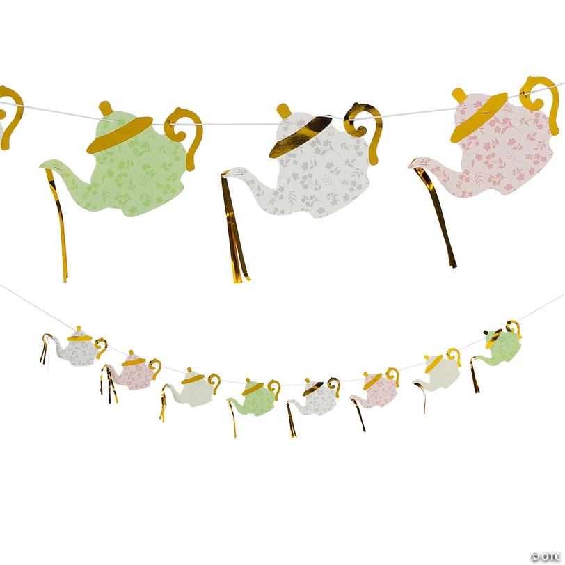 7 ft. Multicolor Teapot Party Ready-to-Hang Cardstock Garland Image