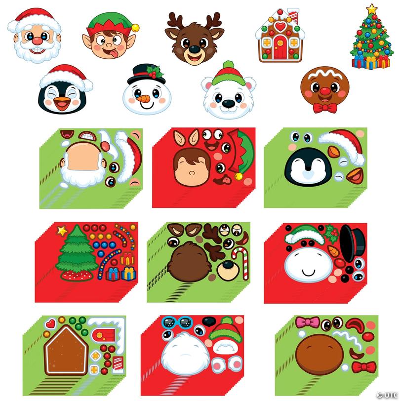 Bulk Make-a-Character Christmas Sticker Sheets &amp;#8211; 144 pc Image