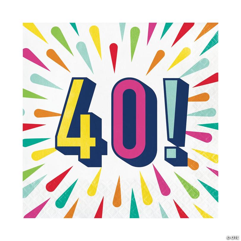40th Birthday Burst Luncheon Napkins - 16 Pc. Image