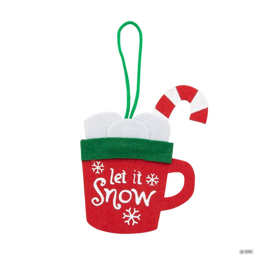 Let It Snow Hot Cocoa Mug Felt Christmas Ornaments - 12 pc Image