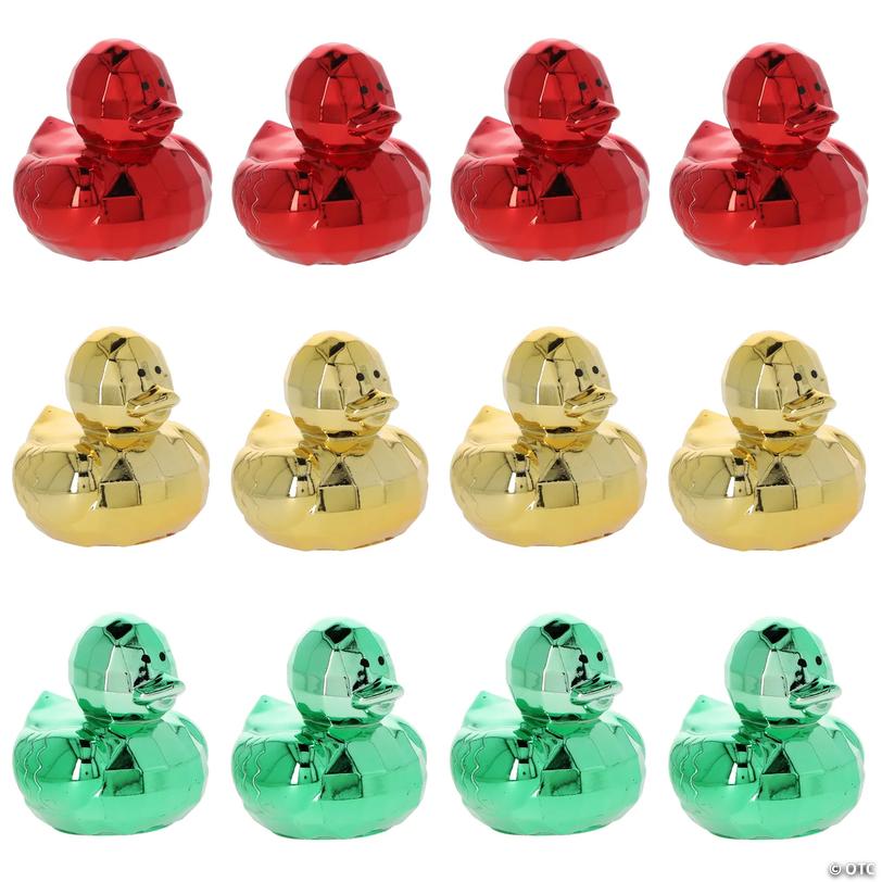 Festive Disco Ball Christmas Rubber Ducks - 12 pc Image