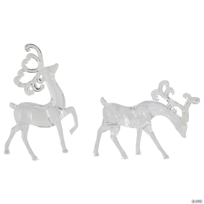 Northlight Set of 2 Clear Standing Reindeer Christmas Figurines 9.25 ...