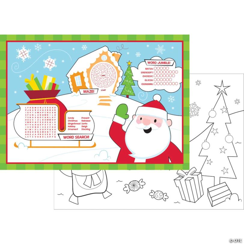 Santa Claus Christmas Activity Placemats - 8 pc Image