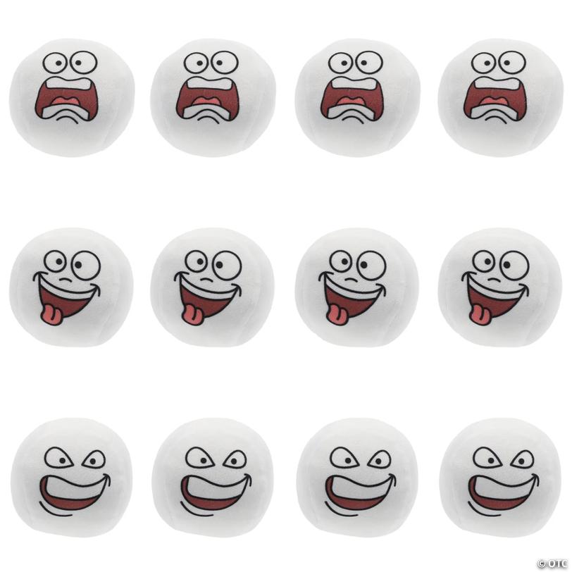 Mini Funny Face White Stuffed Snowballs - 12 pc Image