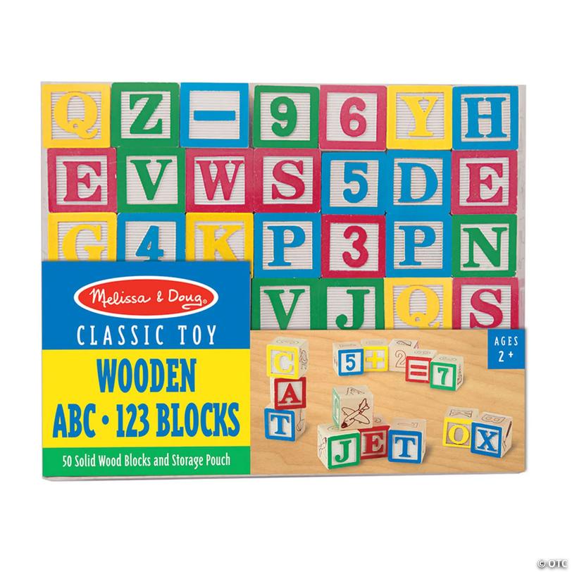 Melissa &amp; Doug Wooden ABC/123 Block Set, 50 Pieces Image