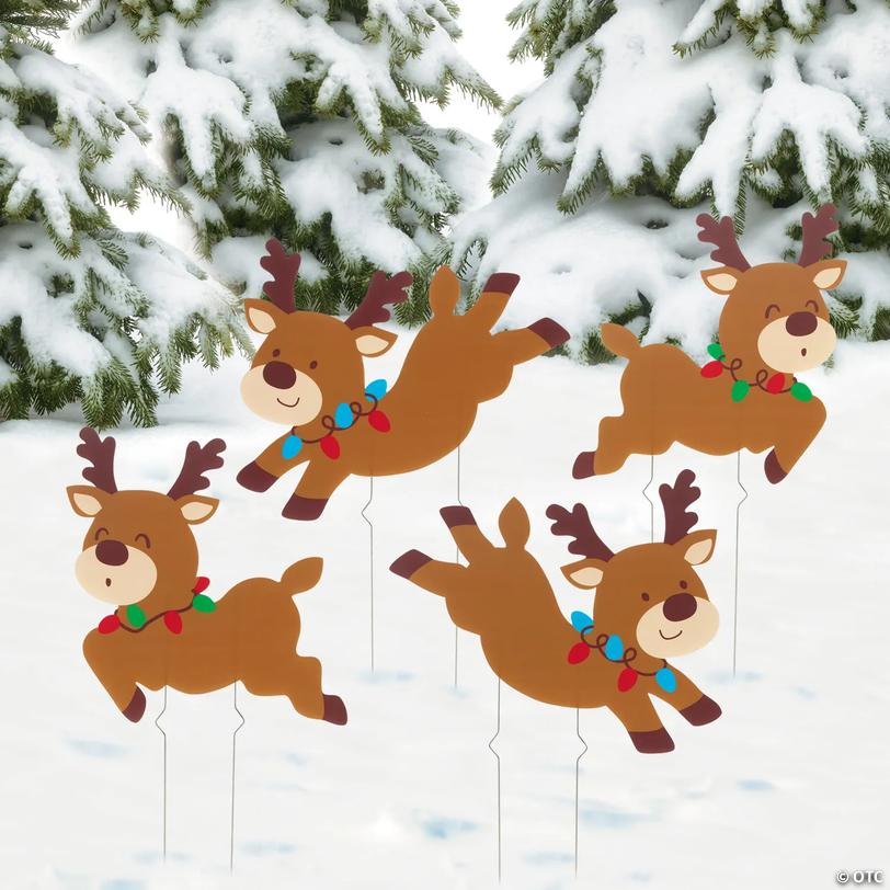 Christmas Reindeer Yard Stakes - 4 pc Image