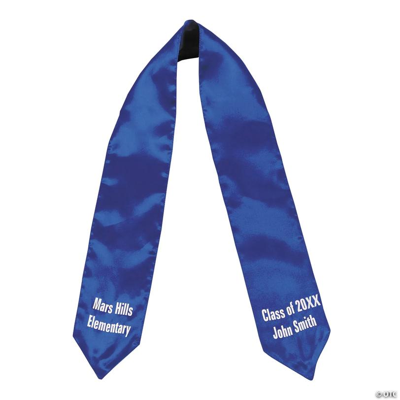 4" x 42&amp;#8221; Personalized Kids Blue Elementary School Graduation Stole Image