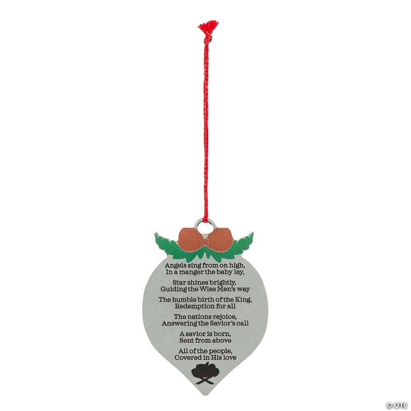 Christmas Religious Poem Tree Ornaments - 12 pc Image