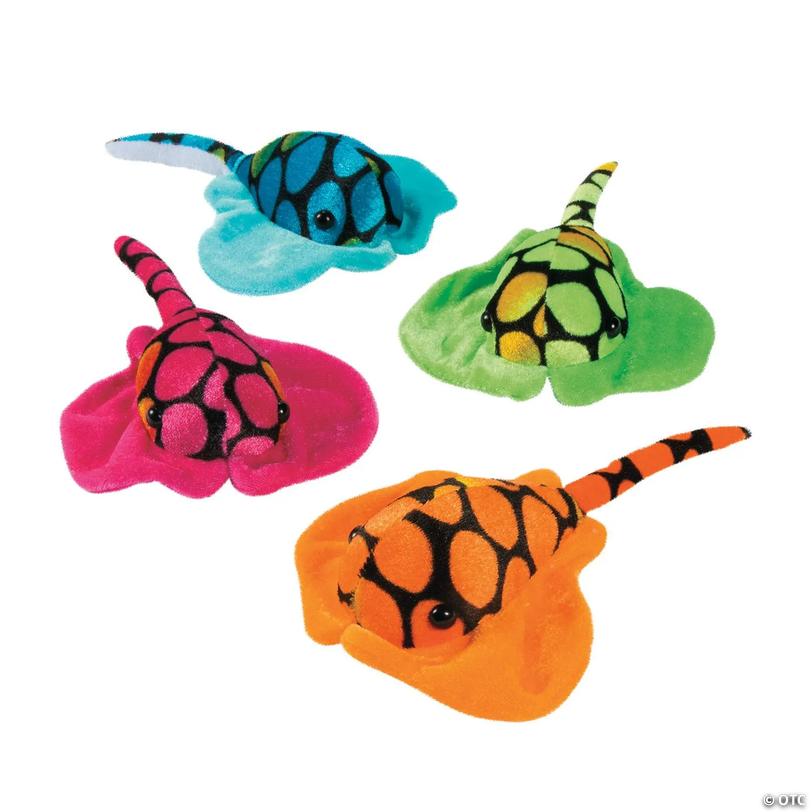 5" x 7 1/4" Bright Color Stuffed Manta Ray Characters - 12 Pc. Image