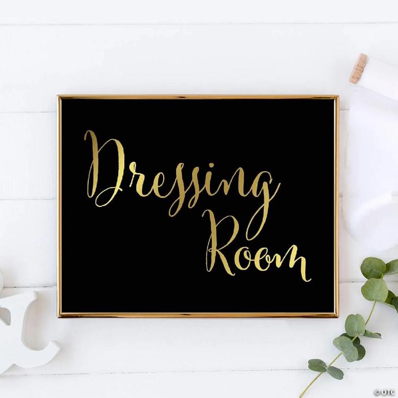 Dressing Room Sign Black Gold 8.5x11 | Oriental Trading