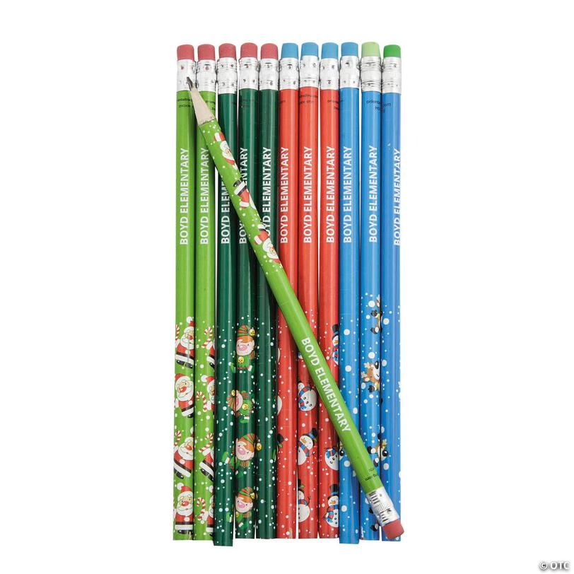 Bulk Personalized Christmas Character Wood Pencils - 72 pc Image