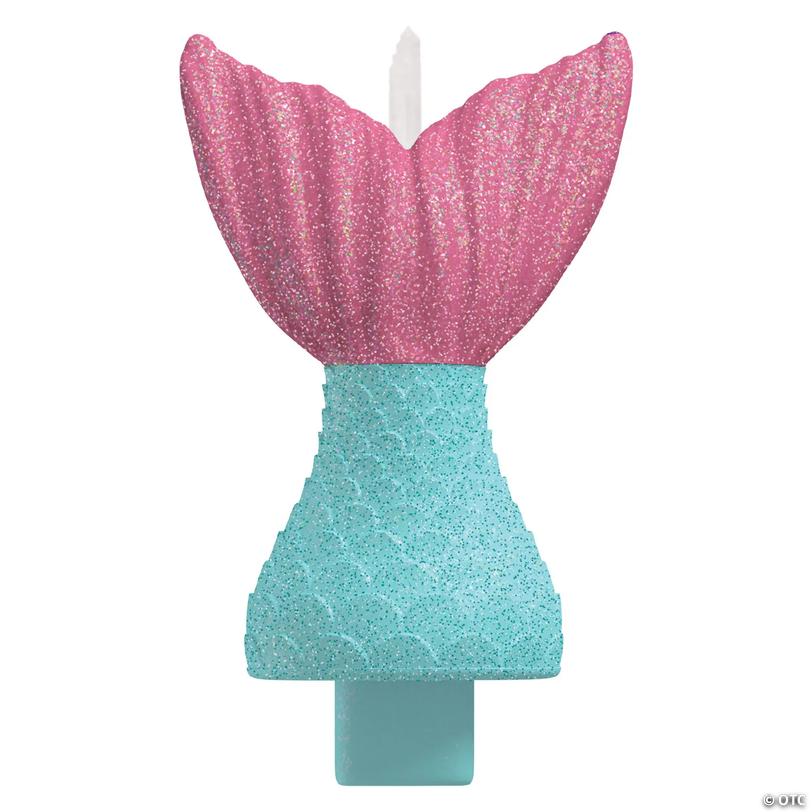 3" x 5" Shimmering Glitter Mermaid Tail Birthday Candle Image