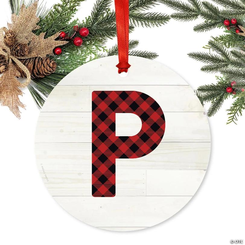 Metal Red Plaid Letter P Ornament | Oriental Trading