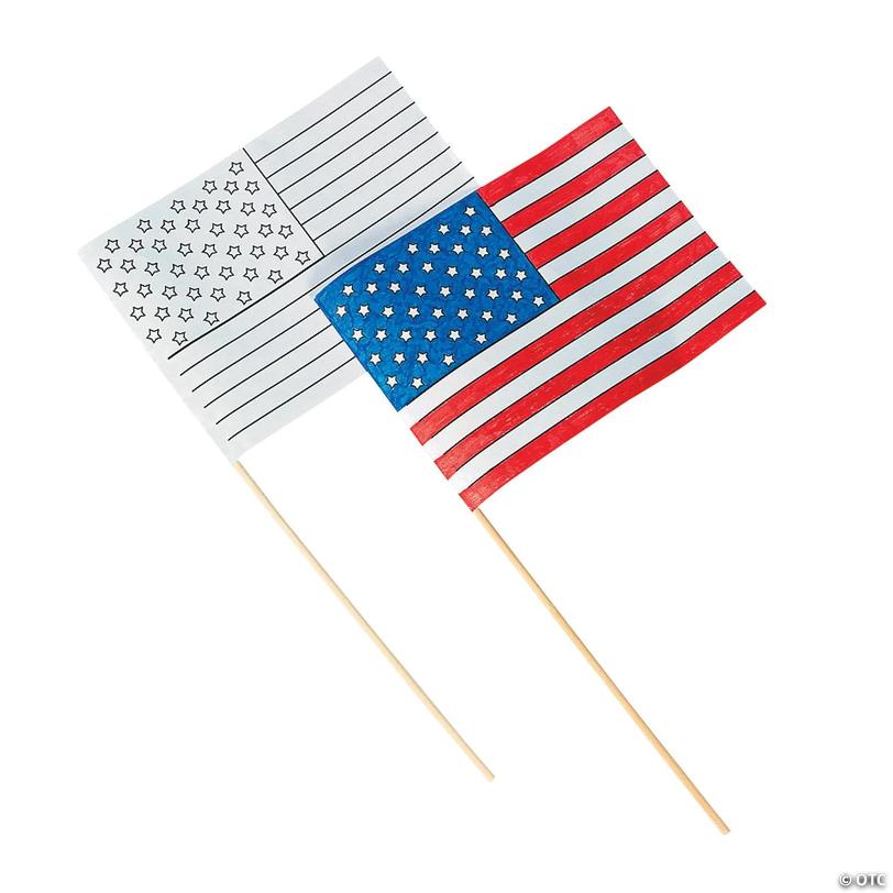 Small Paper Color Your Own American Flags - 8 1/2