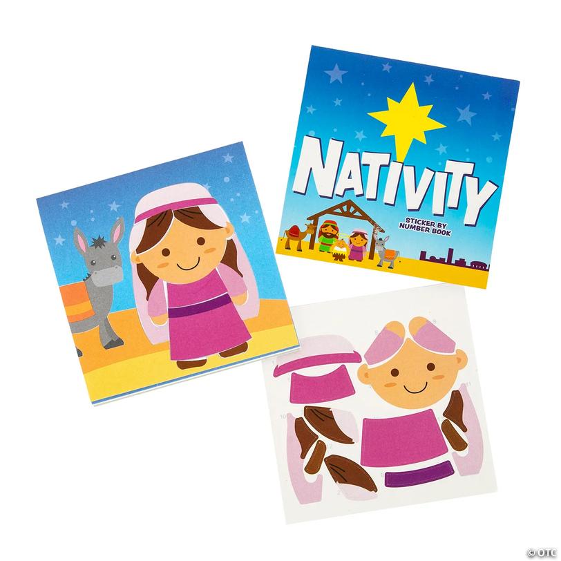 Mini Sticker-By-Number Nativity Books - 12 Pc.