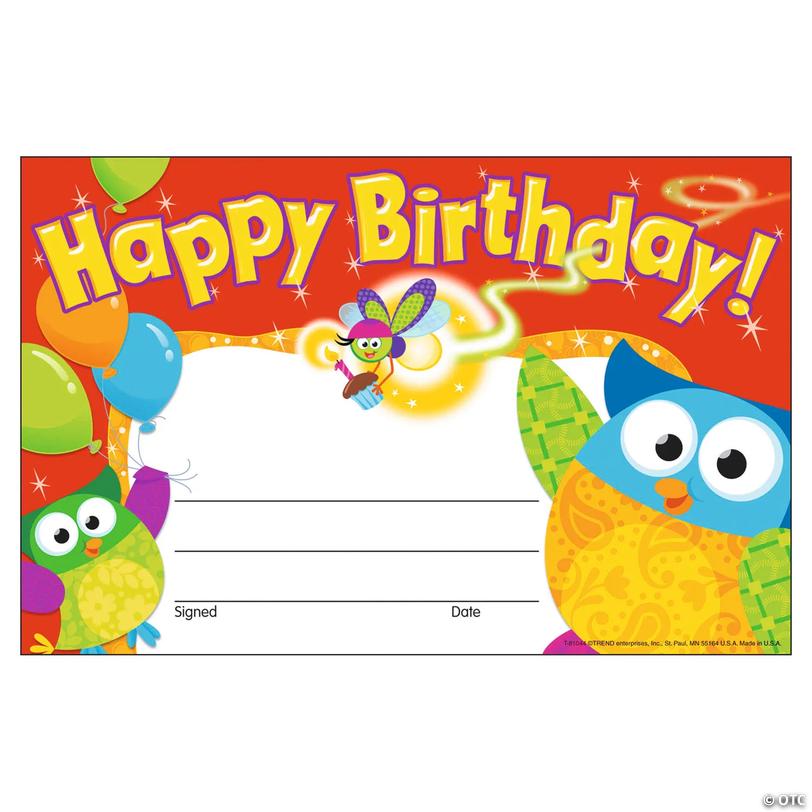TREND (12 Pk) Happy Birthday Owl Stars Image