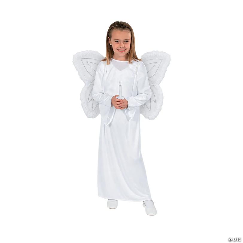 Kids Angel Nativity Costume with Wings &amp; Candle - Small/Medium Image