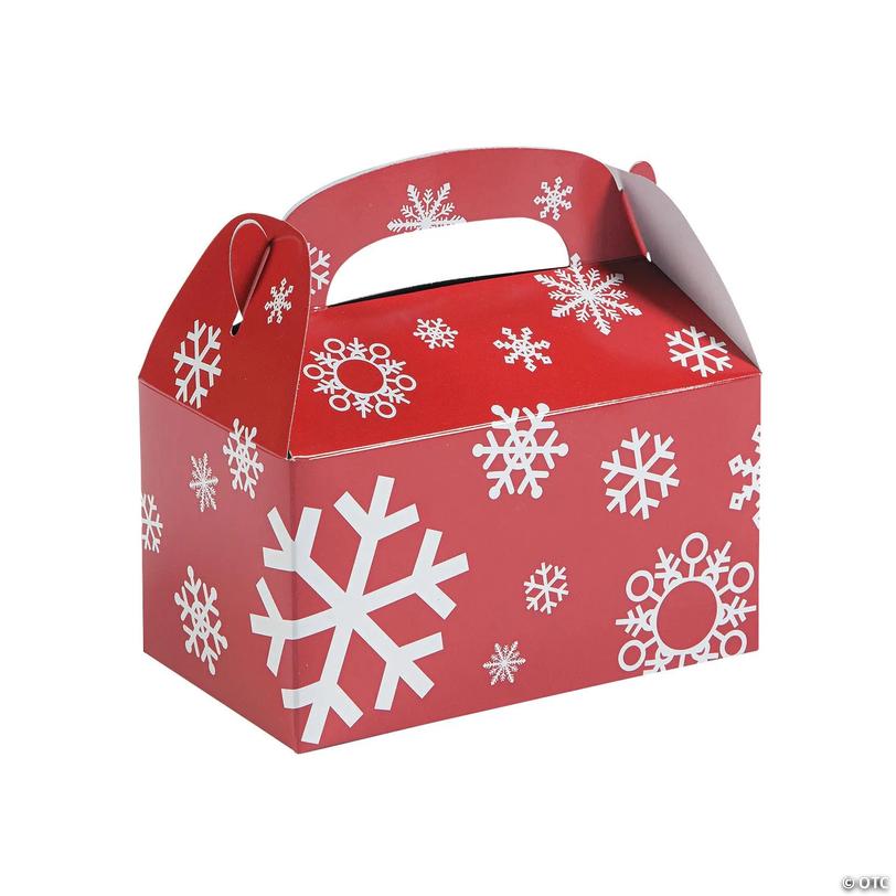 Snowflake Red &amp; White Favor Boxes - 12 pc Image