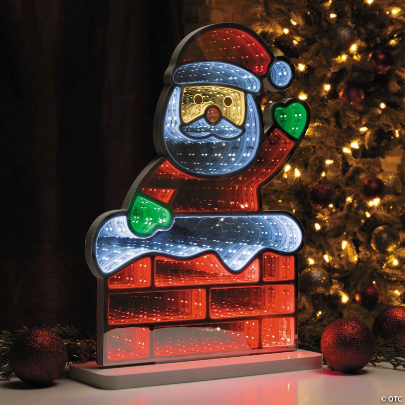 Waving Santa Claus in Chimney Plastic Infinity Light Image