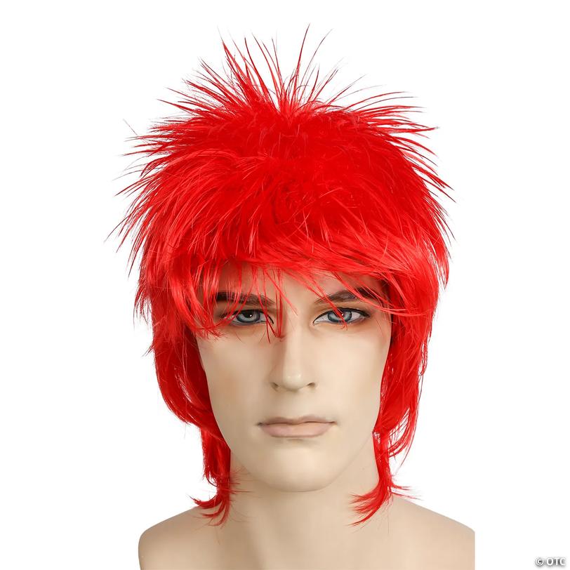 Adults Rod Short Spikey Top with Long Shag Wig - Red Kaf 7 Image