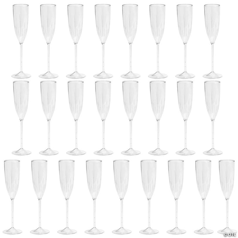 Premium BPA-Free Plastic Etched Champagne Flutes - 25 Ct. Image