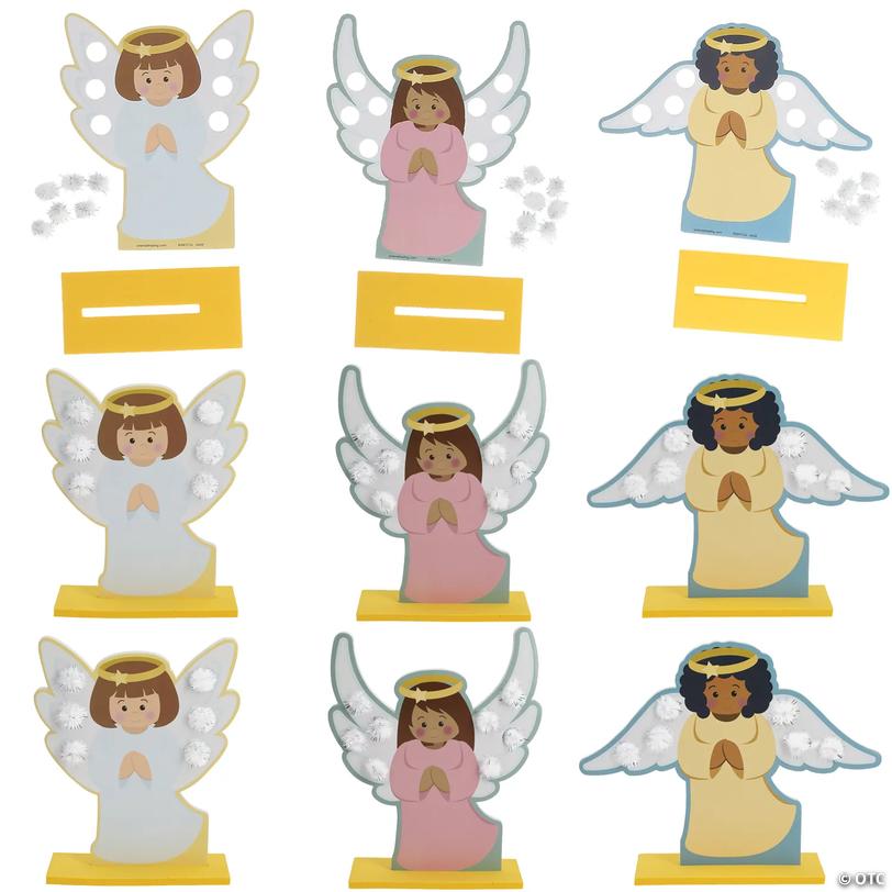 Silver Pom-Pom Standing Angel Craft Kit - Makes 6 Image