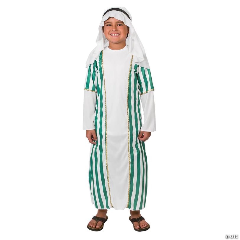 Kids Premium Shepherd Robe &amp; Headpiece Nativity Costume - Medium Image
