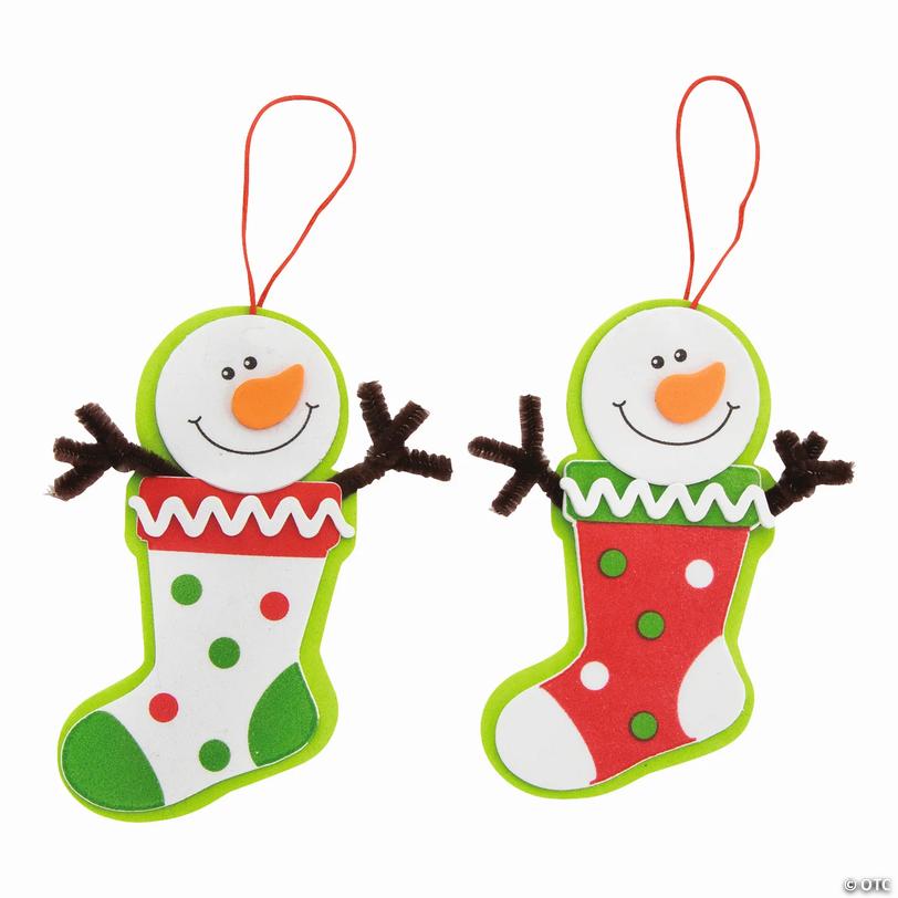 Snowman Stocking Christmas Ornament Craft Kit - Makes 12 Image