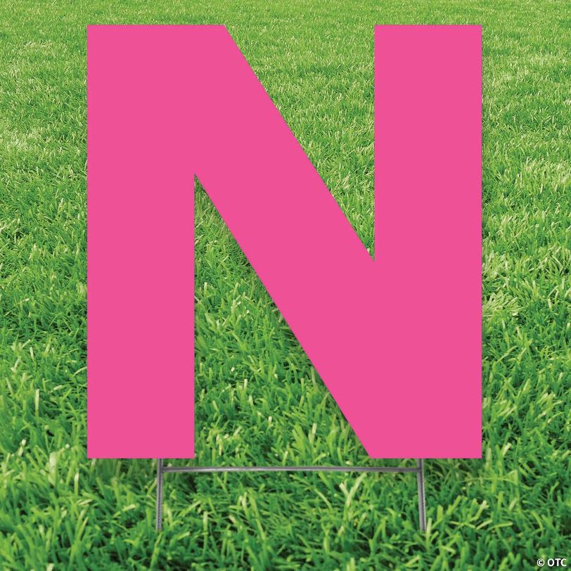 20" x 20" Pink Letter N Yard Sign Image