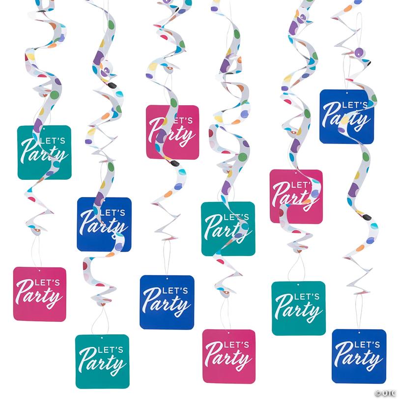 Let&amp;#8217;s Party Polka Dot Hanging Swirls - 12 Pc. Image