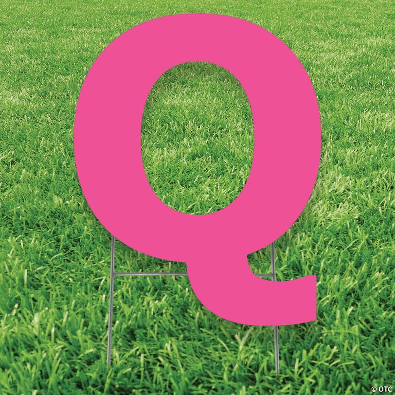 20" x 20" Pink Letter Q Yard Sign Image