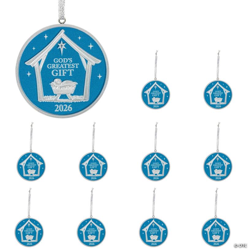 2026 Religious God's Greatest Gift Christmas Ornaments - 10 pc Image