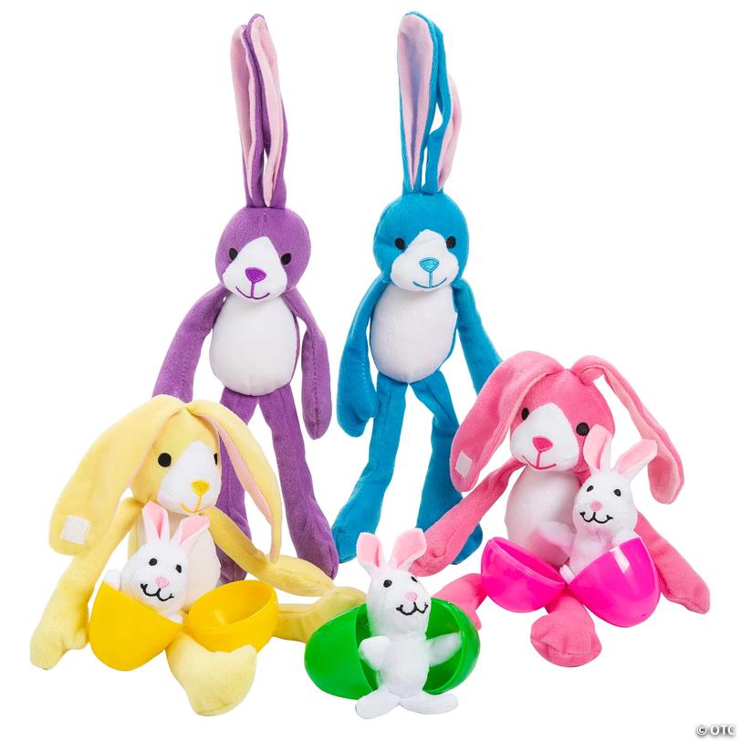 Mommy &amp; Me Stuffed Bright Bunny Characters Assortment for 12 - 24 Pc. Image