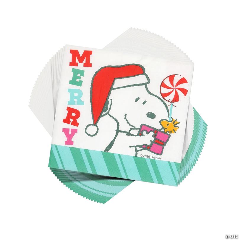 Peanuts<sup>&amp;#174;</sup> Peppermint Snoopy &amp; Woodstock Beverage Napkins - 24 ct Image