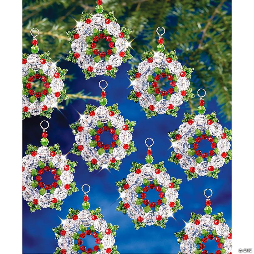 2 1/4" Beaded Plastic Crystal Wreath Christmas Ornament Craft Kits - Makes 18 Image