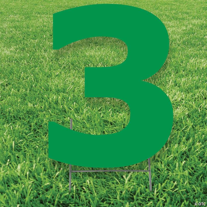20" x 20" Green Number 3 Yard Sign Image