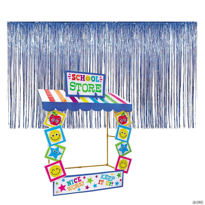 School Store Blue Fringe Backdrop &amp; Tabletop Hut Decorating Kit &amp;#8211; 7 Pc. Image
